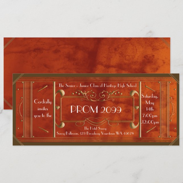 Kunst-Deko PROM-Karte, lederner Luxus Einladung (Vorne/Hinten)
