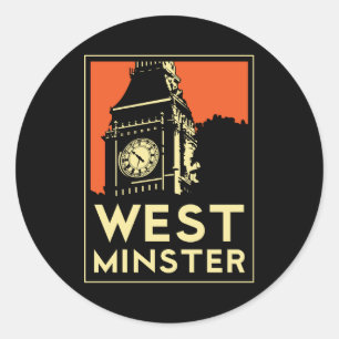 Kunst-Deko-Reiseplakat Westminsters retro Runder Aufkleber