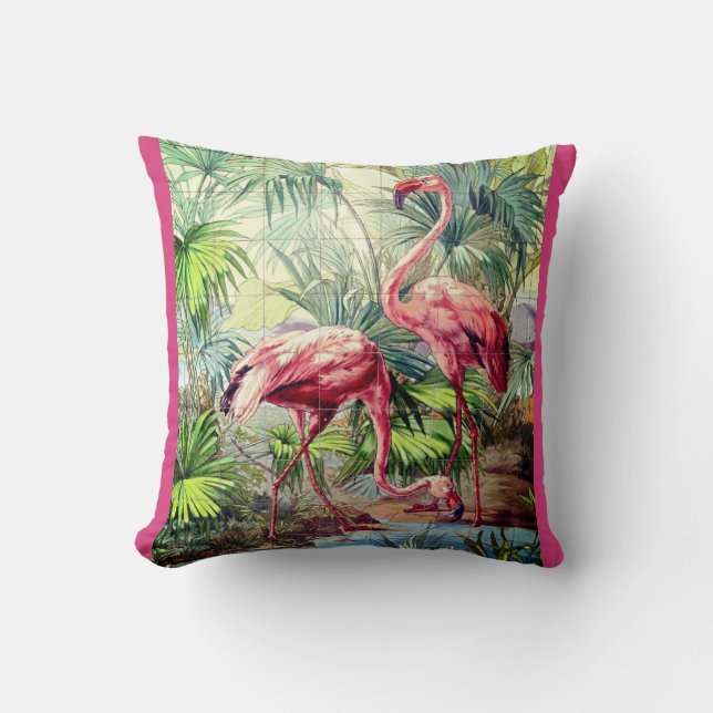 Kunst-Deko-Rosa-Flamingos Kissen (Vorderseite)