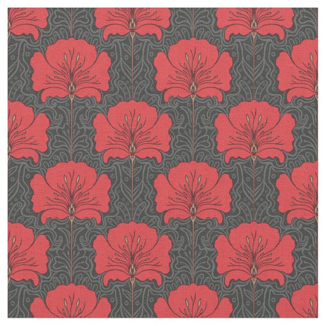 Kunst-Deko, rote Blumen, Schwarzes, Vintag, Chic, Stoff (Nahaufnahme)