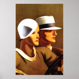 Kunst-Deko-schönes Paar-Fahren Poster