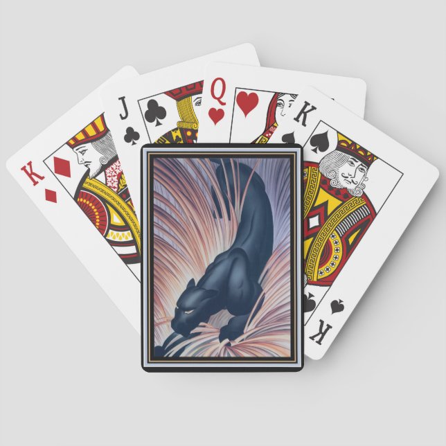 Kunst-Deko-schwarzer Panther Spielkarten (Rückseite)