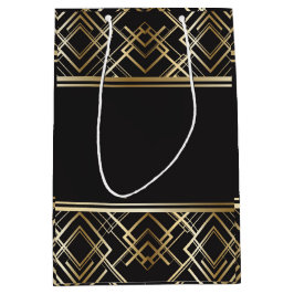Kunst-Deko, Schwarzes, Gold, elegant, Chic, Mittlere Geschenktüte