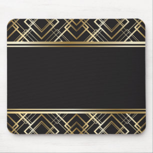 Kunst-Deko, Schwarzes, Gold, elegant, Chic, Mousepad