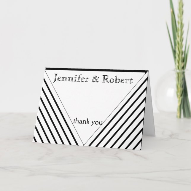 Kunst-Deko-Schwarzweiss-Streifen danken Ihnen Dankeskarte (Vorderseite)
