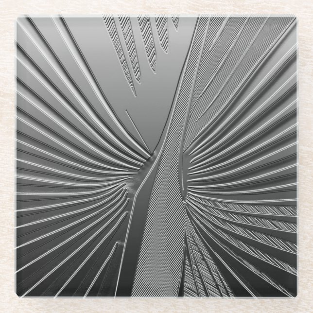 Kunst-Dekochrompalmblatt Glasuntersetzer (Vorderseite)