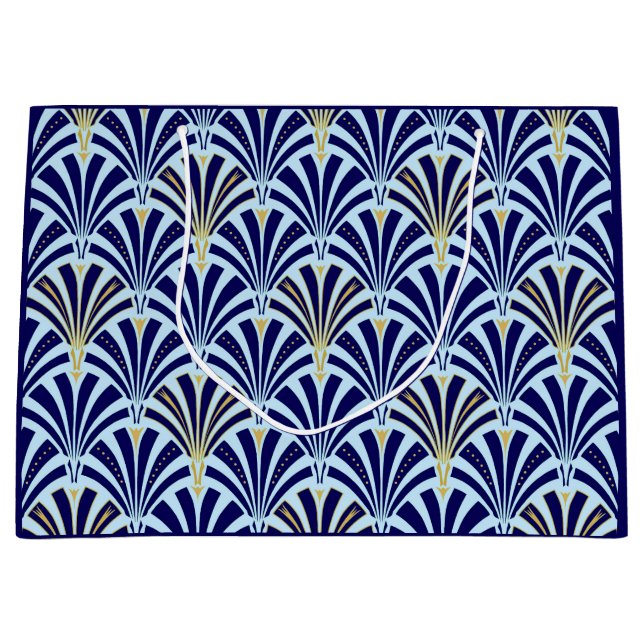 Kunst-Dekofanmuster - Kobalt- und Himmelblau Große Geschenktüte (Vorderseite)