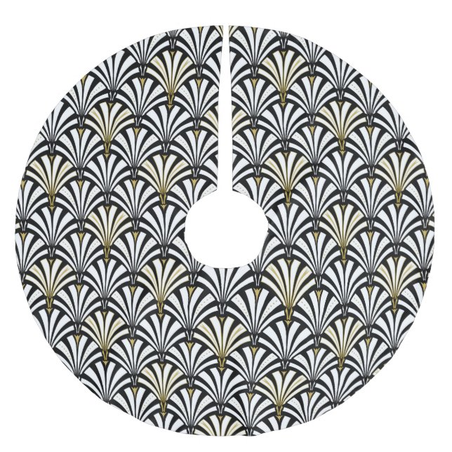 Kunst-Dekofanmuster - Schwarzweiss Polyester Weihnachtsbaumdecke (Vorderseite)