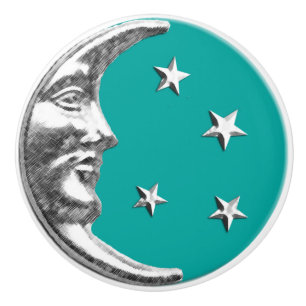 Kunst-Dekomond und -sterne - Türkis u. Silber Keramikknauf