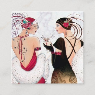 kunst dekor retro vintage weihnachten damen quadratische visitenkarte