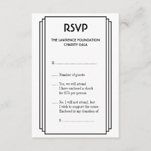 Kunst-Dekoschwarz-Staplungsrahmengold-UAWG-Antwort RSVP Karte