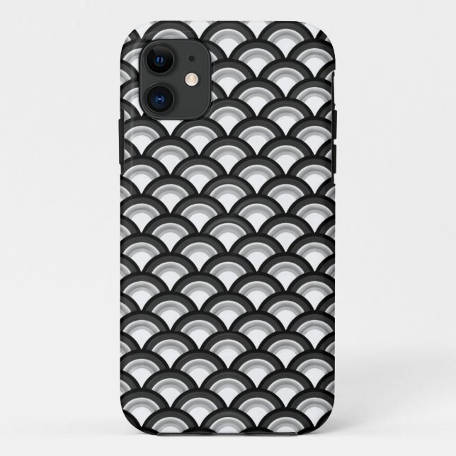 Kunst-Dekowellenmuster - Schwarzweiss Case-Mate iPhone Hülle (Rückseite)