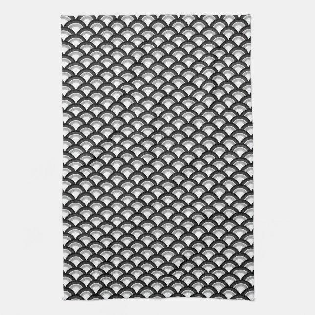 Kunst-Dekowellenmuster - Schwarzweiss Handtuch (Vertikal)