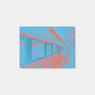 Kunst der Pariser Frau in blauen Orangen Post-it Klebezettel