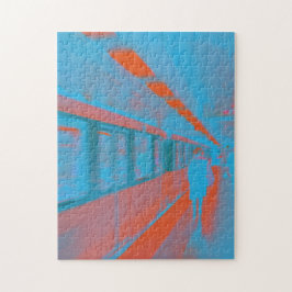 Kunst der Pariser Frau in blauen Orangen Puzzle