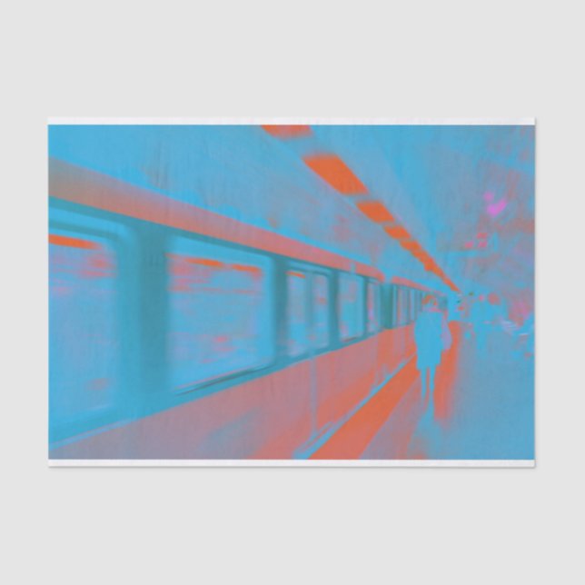 Kunst der Pariser Frau in blauen Orangen Seidenpapier (Vorderseite)