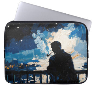 Kunst der Pfeife (Balkon #3) Ölgemälde Laptopschutzhülle
