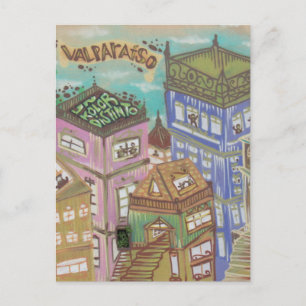 Kunst der Stadt Valparaíso Postkarte