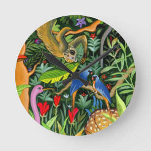 Kunst der Whimsiktiere Runde Wanduhr