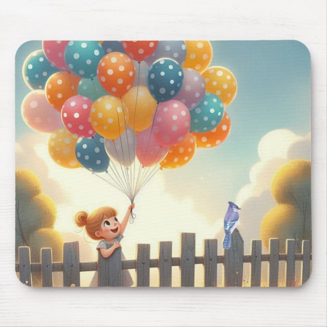 Kunst der Whimsistischen/niedlichen Ballonmädchen Mousepad (Vorne)