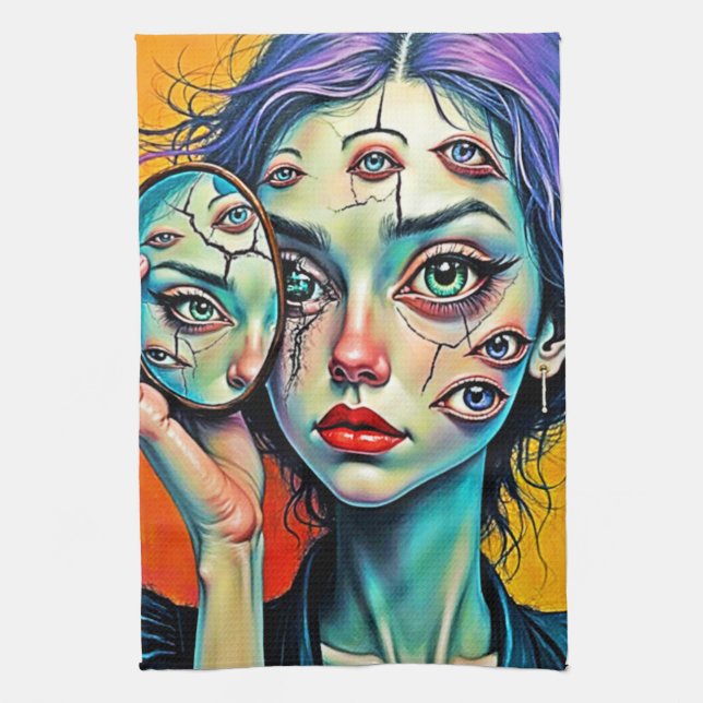 Kunst der zerschmetterten Selbstreflexion Geschirrtuch (Vertikal)