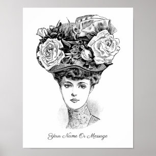 Kunst des 19. Jahrhunderts: Eine Frau mit floralem Poster
