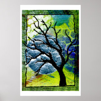 Kunst des Baumhirns und Mondes Poster