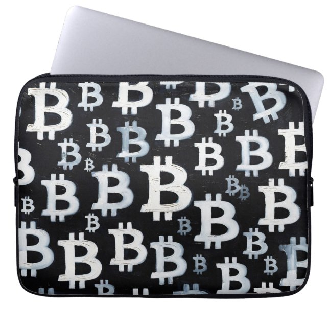 Kunst des Bitcoin (SW #1) Ölgemälde Laptopschutzhülle (Vorderseite)