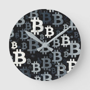 Kunst des Bitcoin (SW #3) Ölgemälde Runde Wanduhr