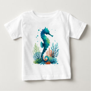 Kunst des nautischen Seepferds/des Strandes/der Kü Baby T-shirt