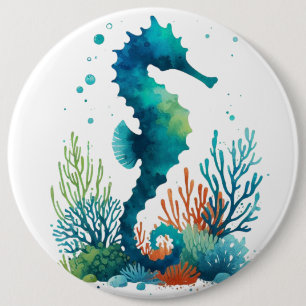Kunst des nautischen Seepferds/des Strandes/der Kü Button