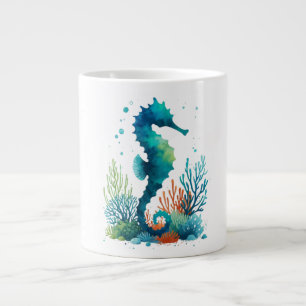 Kunst des nautischen Seepferds/des Strandes/der Kü Jumbo-Tasse