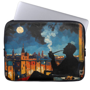 Kunst des Pfeiferauchen (Balkon #2) Ölgemälde Laptopschutzhülle