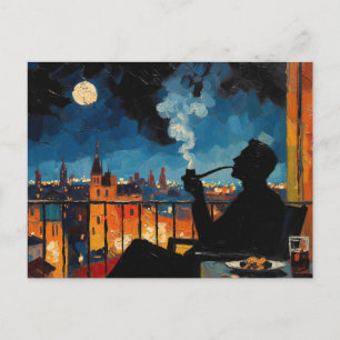 Kunst des Pfeiferauchen (Balkon #2) Ölgemälde Postkarte