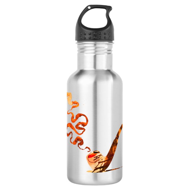Kunst des Pfeiferauchens (Warm: Schwarz) Edelstahlflasche (Vorderseite)