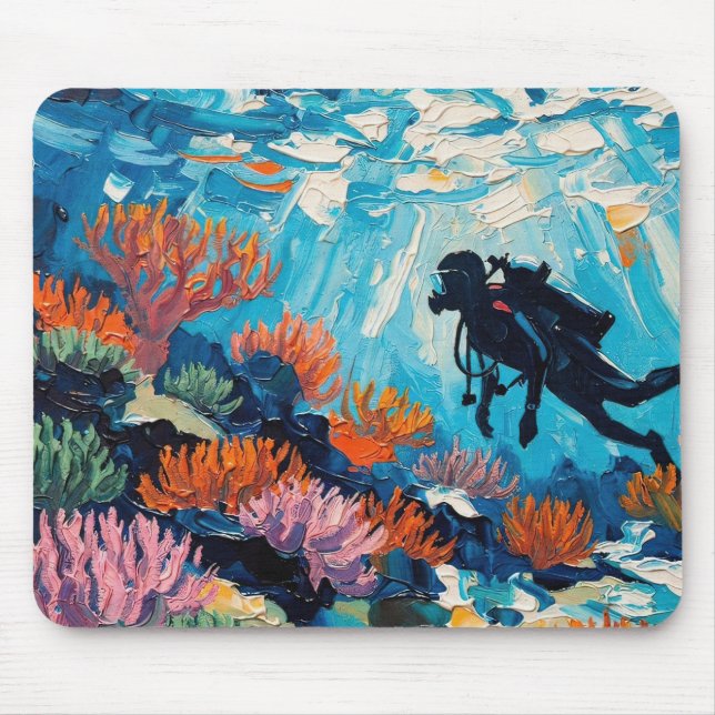 Kunst des Tauchsports (#2) Ölgemälde Mousepad (Vorne)