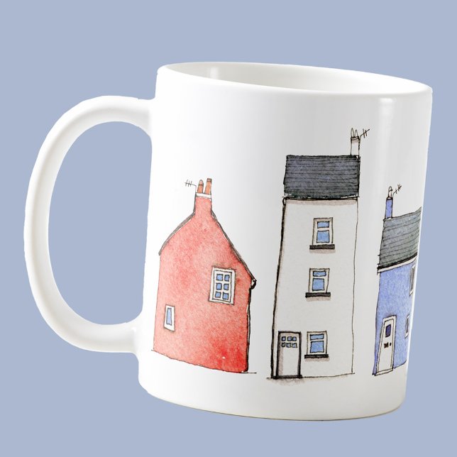 Kunst des Wasserfarbenhauses Kaffeetasse (Watercolor house art coffee mug for real estate letting agent client customer gift)