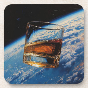 Kunst des Whiskeys: Im Weltraum (Gemälde Nr. 2) Getränkeuntersetzer