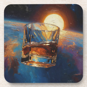 Kunst des Whiskeys: Im Weltraum (Gemälde Nr. 5) Getränkeuntersetzer