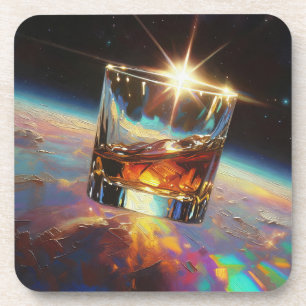 Kunst des Whiskeys: Im Weltraum (Gemälde Nr. 7) Getränkeuntersetzer