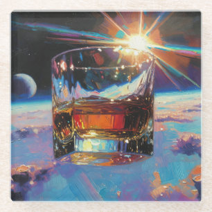 Kunst des Whiskeys: Im Weltraum (Gemälde Nr. 9) Glasuntersetzer