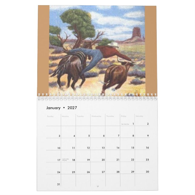 Kunst des wilden Westens Kalender (Jan 2027)