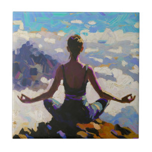 Kunst des Yoga: Ausgewogene Schönheit (Ölgemälde N Fliese