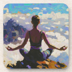 Kunst des Yoga: Ausgewogene Schönheit (Ölgemälde N Getränkeuntersetzer
