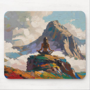 Kunst des Yoga: Ausgewogene Schönheit (Ölgemälde N Mousepad