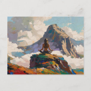 Kunst des Yoga: Ausgewogene Schönheit (Ölgemälde N Postkarte