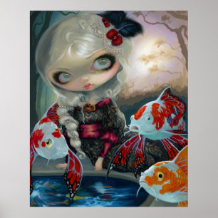 KUNST-DRUCK DES Carpes Poissons Volants Le Bassin Poster