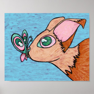 Kunst Druck, Neugieriger Schmetterlingsfreund Poster