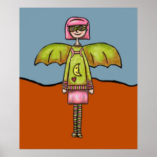Kunst Druck, Süße Fledermaus Mädchen Poster