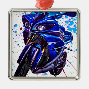 Kunst-Druck Yamahas YZF R1 Silbernes Ornament